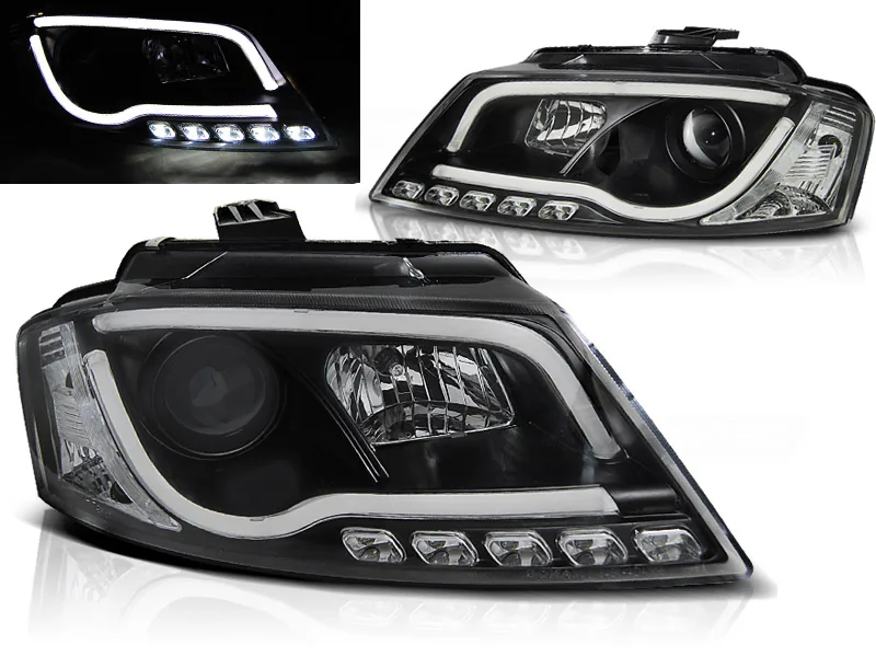 Frontlykter Audi A3 8P 08-12 Tube Light Drl Black
