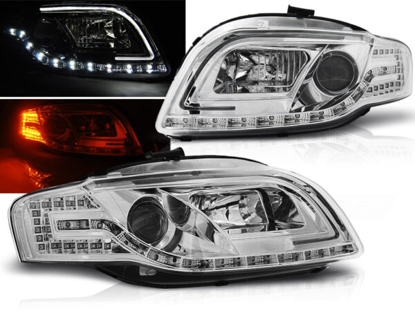 Frontlykter Audi A4 B7 11.04-03.08 Tube Lights Krom – bilde 1 av 2