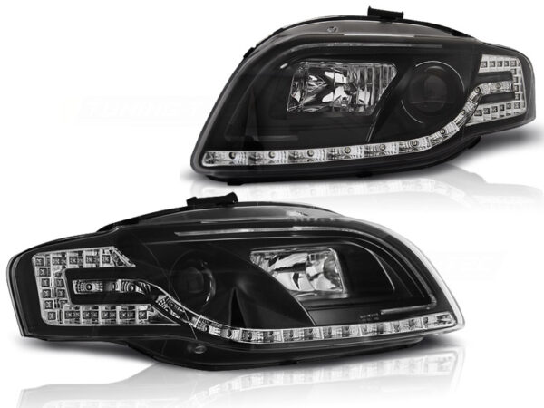 Frontlykter Audi A4 B7 11.04-03.08 Tube Lights Svart – bilde 2 av 2