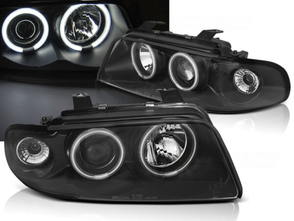 Frontlykter Audi A4 11.94-12.98 Angel Eyes CCFL Svart – bilde 1 av 2