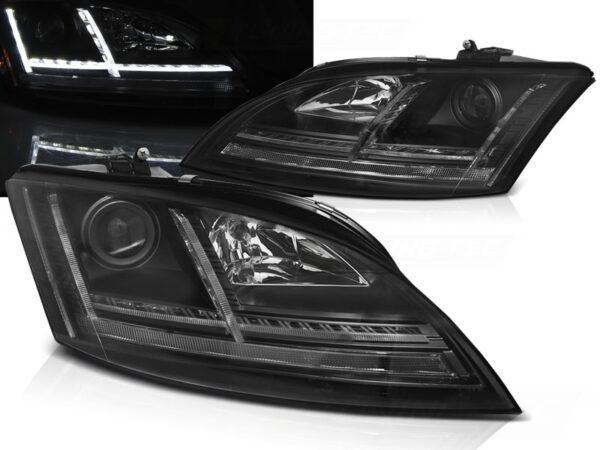 Frontlykter Audi TT 06-10 8J Xenon LED DRL Svart SEQ – uten AFS – bilde 1 av 2