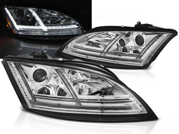 Frontlykter Audi TT 06-10 8J With AFS Xenon LED DRL Krom SEQ – med AFS