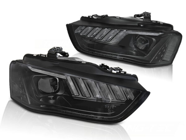 Frontlykter Audi A4 B8 12-15 Xenon LED Svart SEQ – uten AFS – bilde 2 av 2