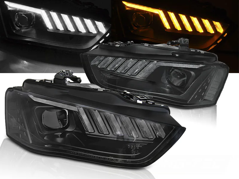 Frontlykter Audi A4 B8 12-15 Xenon Led Black Seq