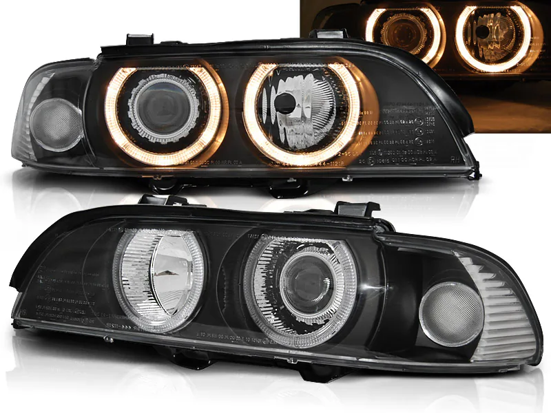 Frontlykter Bmw E39 09.95-06.03 Xenon Angel Eyes Black