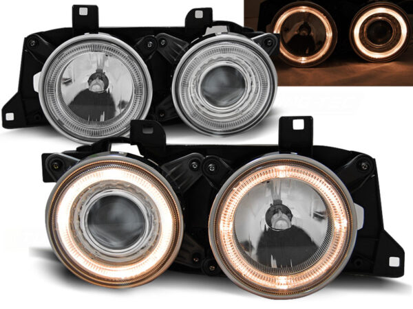 Frontlykter BMW E32/E34 Angel Eyes Krom – bilde 1 av 2