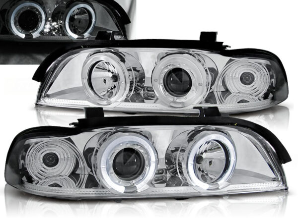Frontlykter BMW E39 09.95-05.03 Angel Eyes Krom – bilde 1 av 2