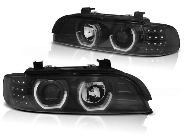 Frontlykter BMW E39 09.95-06.03 Angel Eyes 3D Svart – bilde 2 av 2