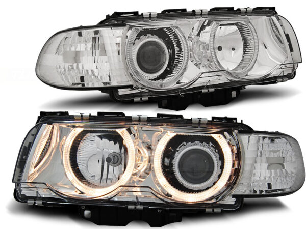 Frontlykter BMW E38 09.98-07.01 Angel Eyes Krom – bilde 2 av 2