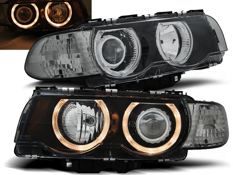 Frontlykter Bmw E38 09.98-07.01 Angel Eyes Black