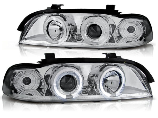 Frontlykter BMW E39 09.95-05.03 Angel Eyes Krom