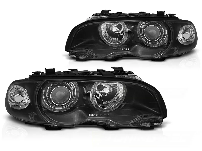 Frontlykter Bmw E46 04.99-03 Coupe Cabrio Angel Eyes Black - Bilde 2