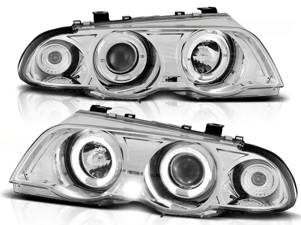 Frontlykter BMW E46 05.98-08.01 S/T Angel Eyes Krom