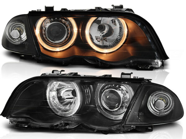 Frontlykter BMW E46 05.98-08.01 S/T Angel Eyes Svart – bilde 2 av 2
