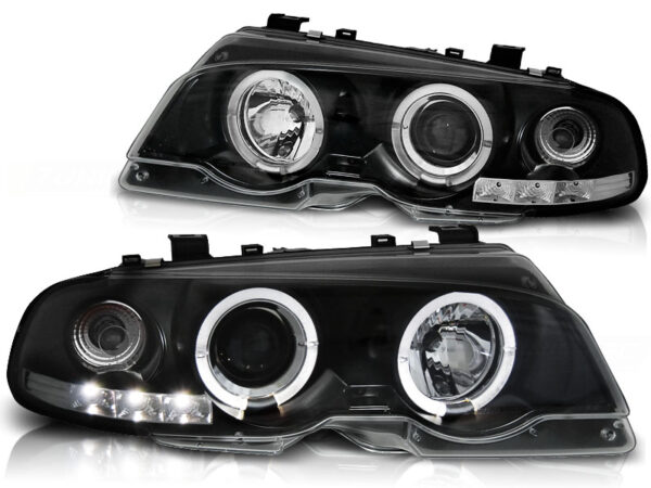 Frontlykter BMW E46 99-03 Coupé Angel Eyes Svart – bilde 2 av 2