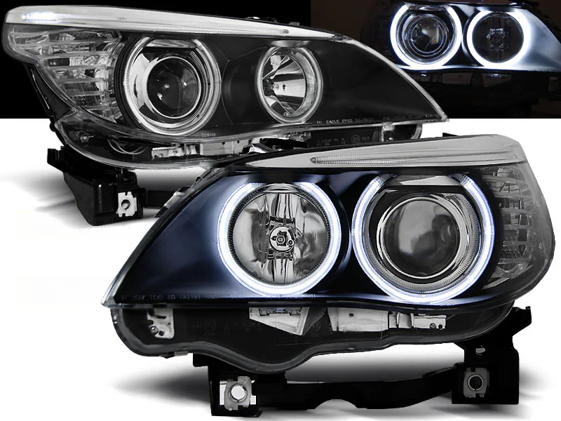 Frontlykter Bmw E60 / E61 03-07 Angel Eyes CCFL Black