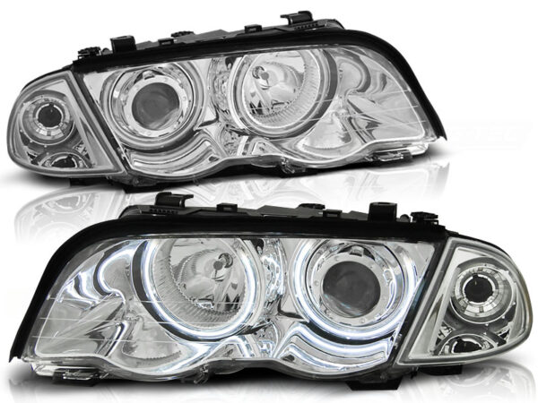 Frontlykter BMW E46 05.98-08.01 S/T Angel Eyes CCFL Krom – bilde 2 av 2