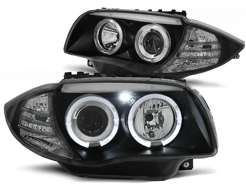 Frontlykter Bmw 1 E87 / E81 / 82 / 88 04-11 Black Angel Eyes - Bilde 2