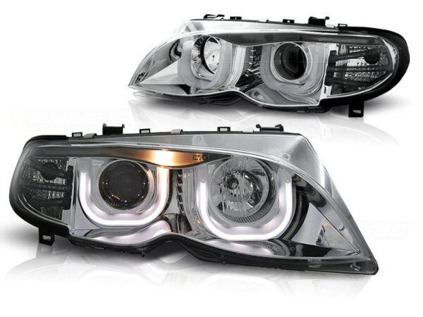 Frontlykter BMW E46 09.01-03.05 S/T Angel Eyes 3D Krom – bilde 2 av 2