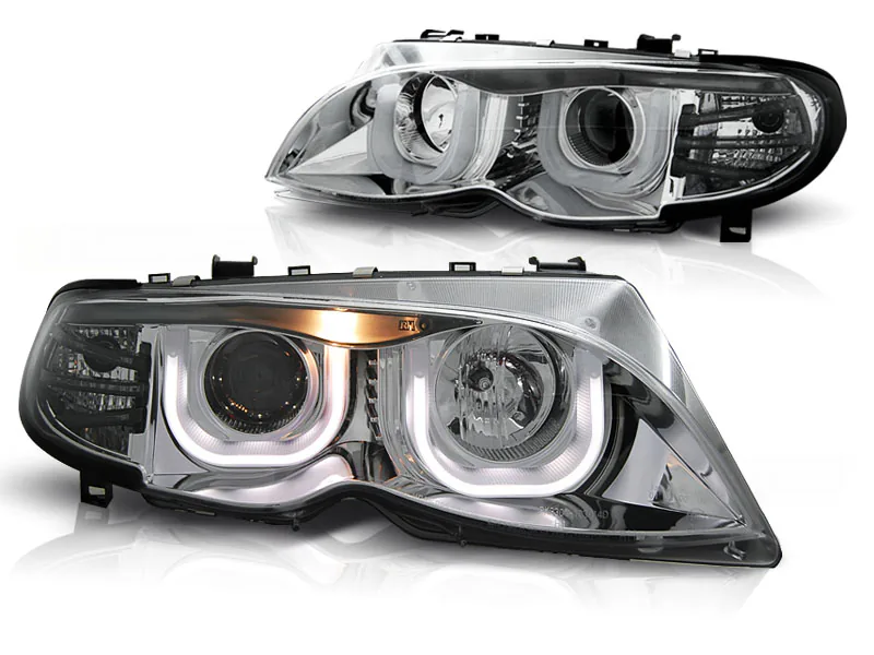 Frontlykter Bmw E46 09.01-03.05 S / T Angel Eyes 3D Chrome - Bilde 2
