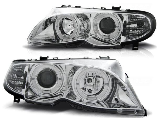 Frontlykter BMW E46 01-05 Angel Eyes Krom – bilde 2 av 2