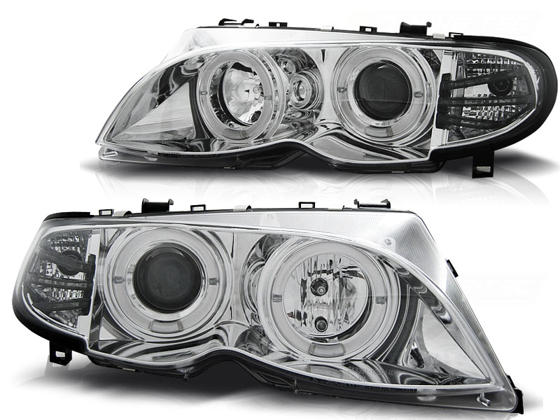Frontlykter Bmw E46 09.01-03.05 Angel Eyes Chrome - Bilde 2