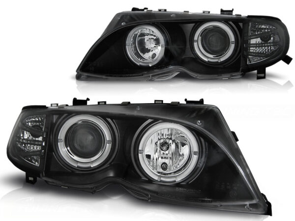 Frontlykter BMW E46 09.01-03.05 Angel Eyes Svart – bilde 2 av 2