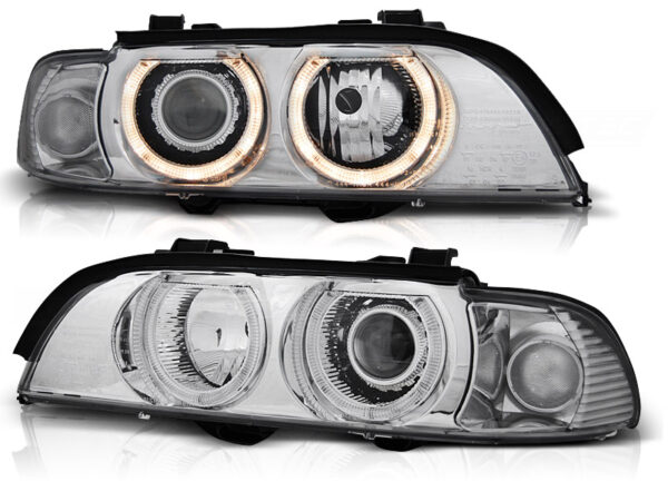Frontlykter BMW E39 09.95-06.03 Angel Eyes Krom