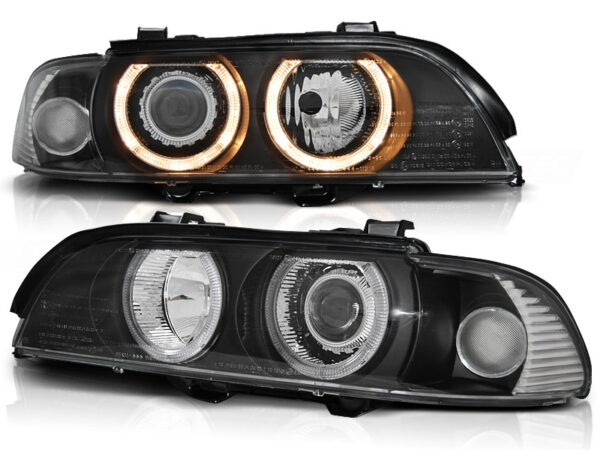 Frontlykter BMW E39 09.95-06.03 Angel Eyes Svart