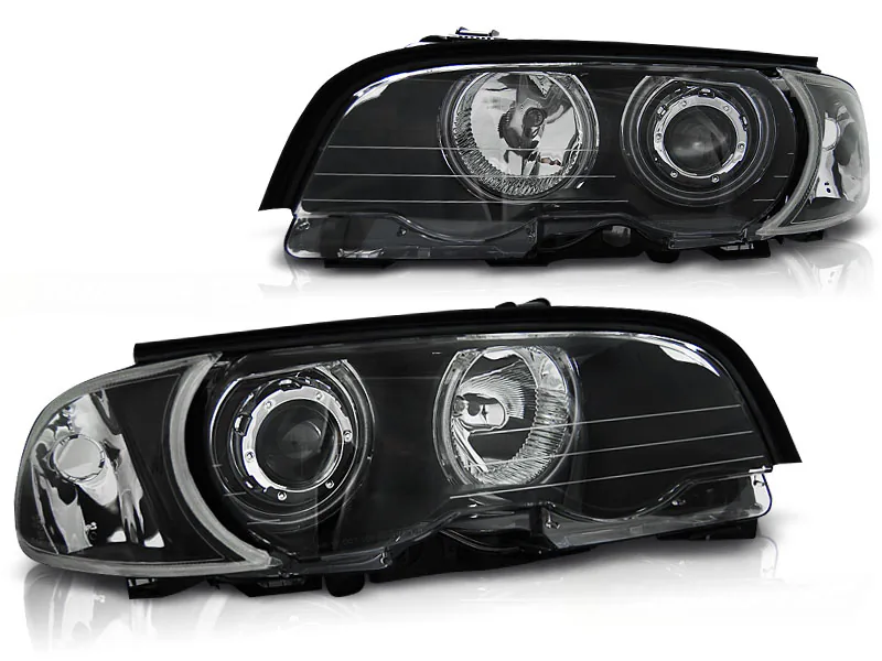Frontlykter Bmw E46 04.99-03.03 Coupe Cabrio Angel Eyes CCFL Black - Bilde 2
