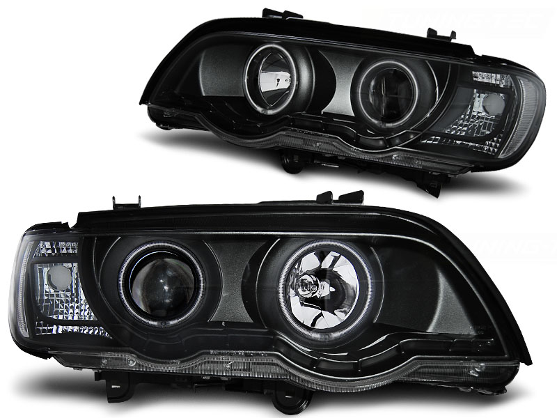 Frontlykter Bmw X5 E53 09.99-10.03 Xenon Angel Eyes Black - Bilde 2