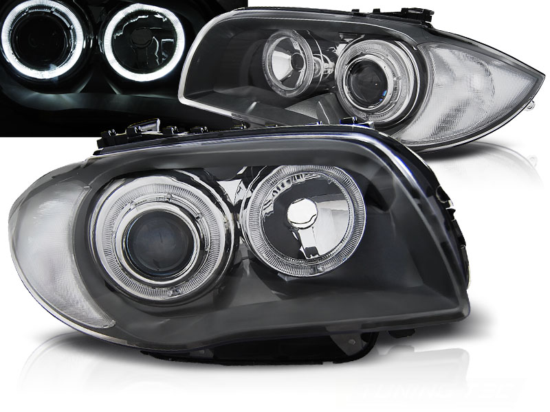 Frontlykter Bmw 1 E87 / 81 / 82 / 88 04-11 Angel Eyes Grey