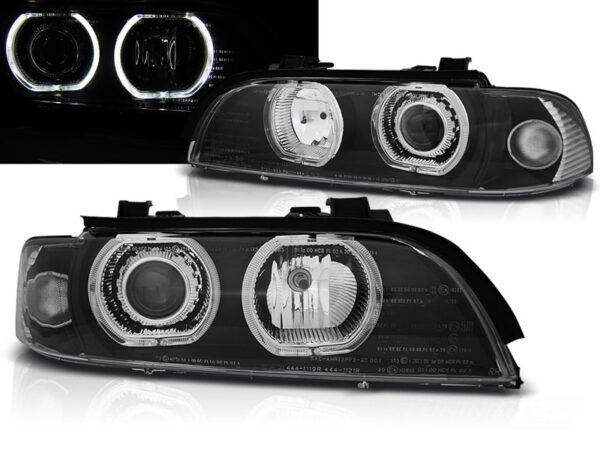 Frontlykter BMW E39 09.95-06.03 Angel Eyes LED Svart – bilde 1 av 2