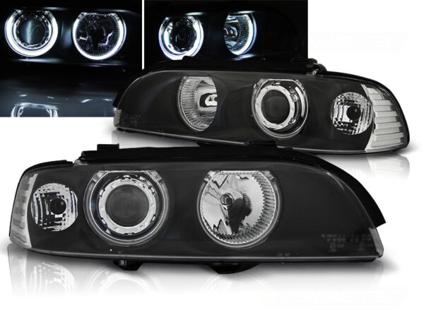 Frontlykter BMW E39 09.95-06.03 Angel Eyes CCFL Svart – bilde 1 av 2