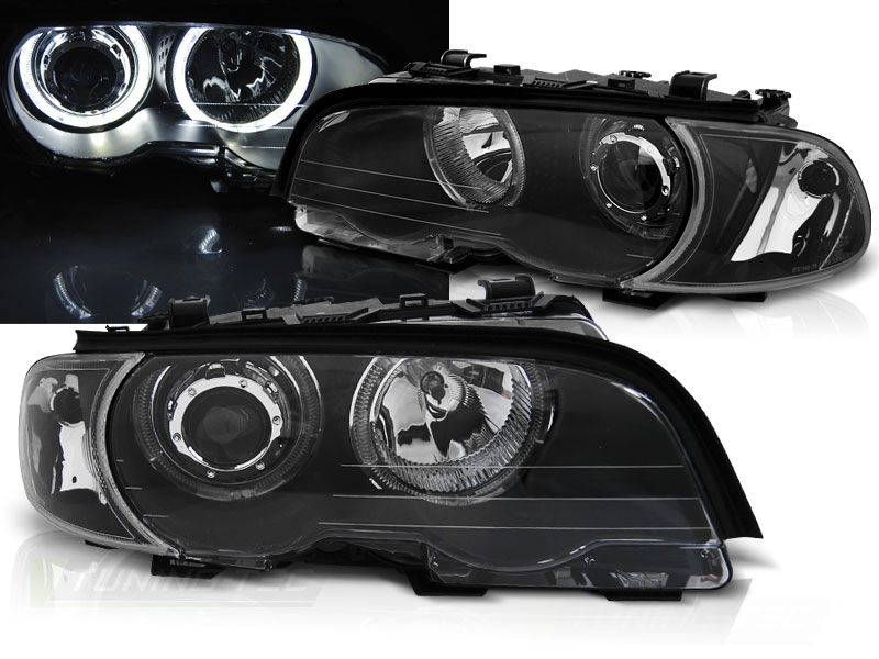 Frontlykter Bmw E46 04.99-03.03 Coupe Cabrio Angel Eyes Led Black