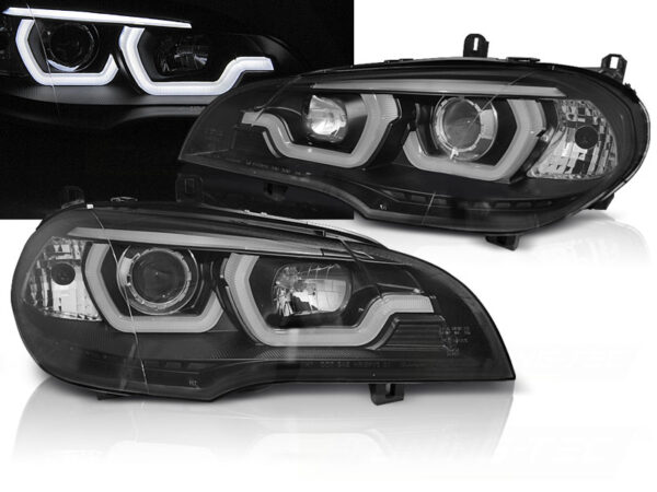 Frontlykter BMW X5 E70 07-13 Tube Lights DRL Svart – bilde 1 av 4