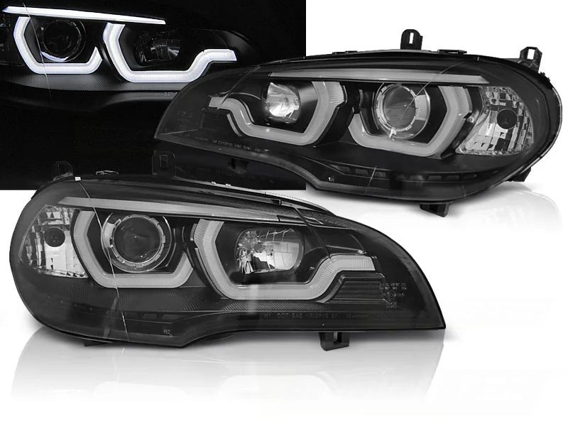 Frontlykter Bmw X5 E70 07-13 Tube Light Drl Black
