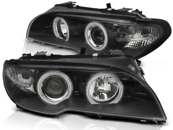 Frontlykter BMW E46 04.03-06 Coupé/Cabrio Angel Eyes CCFL Svart – bilde 2 av 2