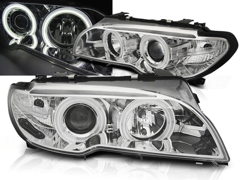 Frontlykter Bmw E46 04.03-06 Angel Eyes Xenon Chrome Coupe / Cabrio