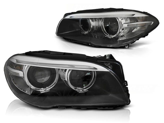 Frontlykter Bmw F10 F11 10-07.13 Xenon Angel Eyes Led Drl Black - Bilde 2