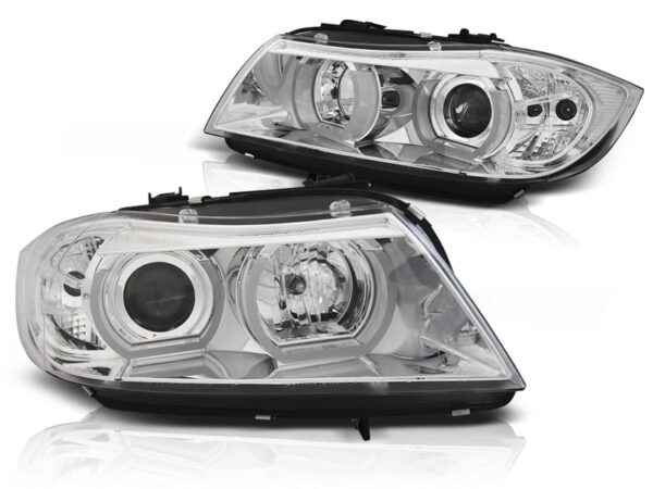 Frontlykter BMW E90/E91 03.05-08.08 U-LED Light 3D Krom – bilde 2 av 2