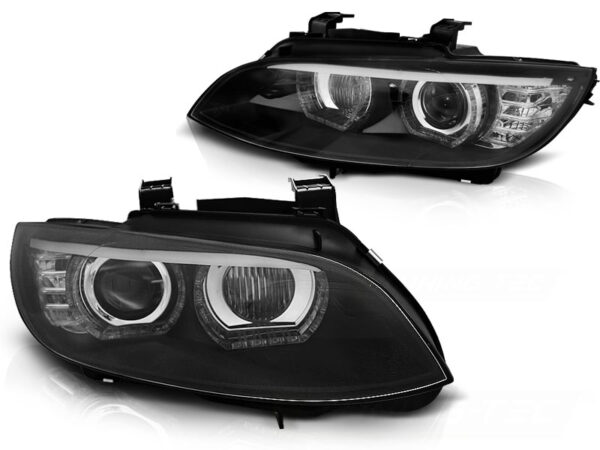 Frontlykter BMW E92/E93 06-10 Xenon Angel Eyes LED Svart – uten AFS – bilde 2 av 2