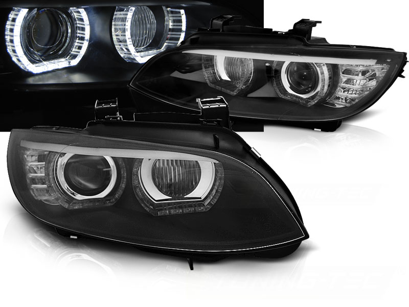 Frontlykter Bmw E92 / E93 06-10 Xenon Angel Eyes Led Black