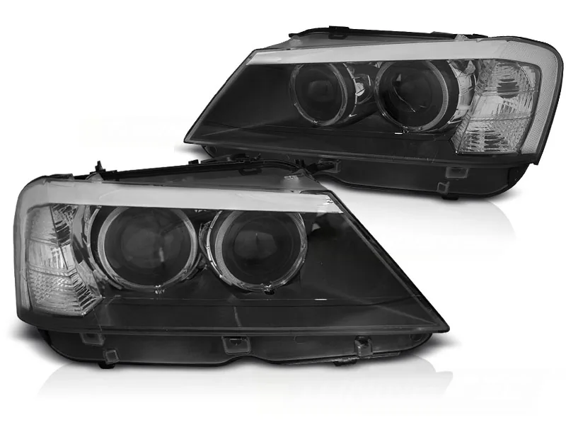 Frontlykter Bmw X3 F25 10-07.14 Angel Eyes Led Black - Bilde 2