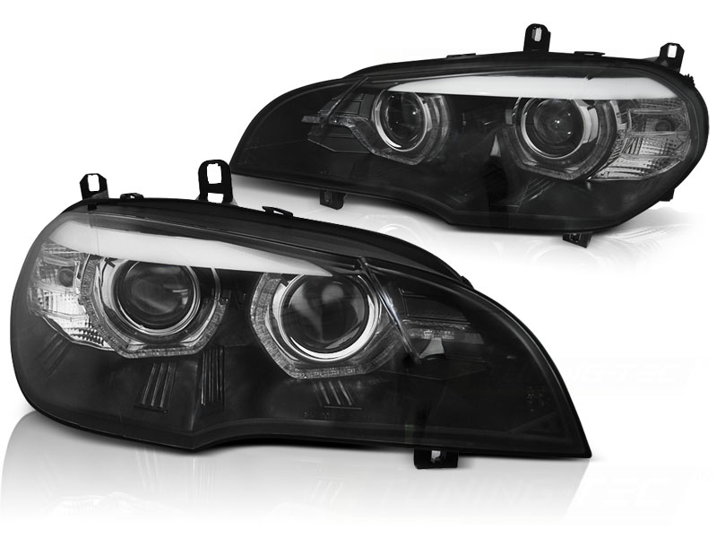 Frontlykter Bmw X5 E70 07-10 Xenon Angel Eyes Led Drl Black - Bilde 2