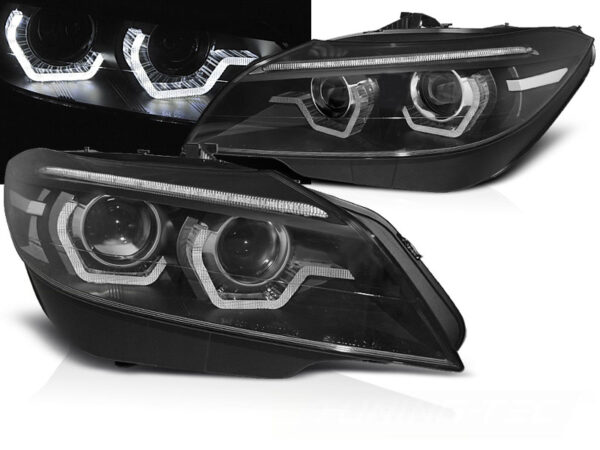 Frontlykter BMW Z4 E89 09-13 Xenon LED DRL Svart SEQ – uten AFS – bilde 1 av 2