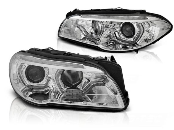 Frontlykter BMW F10/F11 10-13 Xenon Angel Eyes LED DRL Krom SEQ – uten AFS – bilde 2 av 2