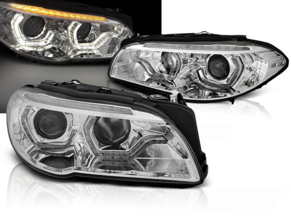 Frontlykter BMW F10/F11 10-13 Xenon Angel Eyes LED DRL Krom SEQ – uten AFS – bilde 1 av 2