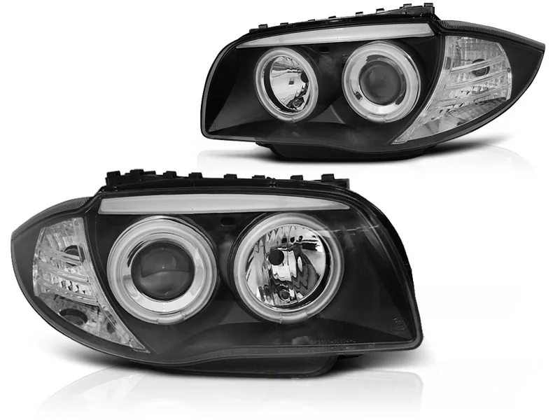 Frontlykter Bmw 1 E87 / 81 / 82 / 88 04-11 Angel Eyes CCFL Black - Bilde 2