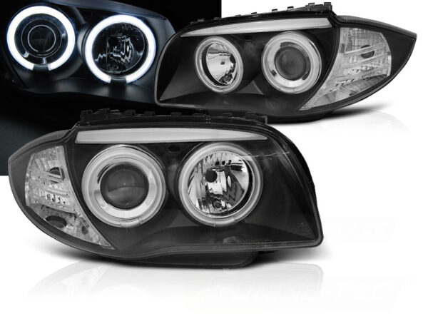 Frontlykter BMW 1 E87/E81/82/88 04-11 Angel Eyes CCFL Svart – bilde 1 av 2